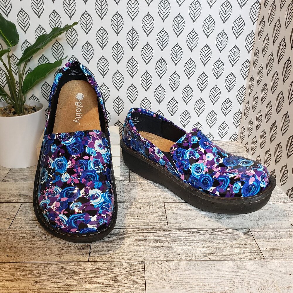 Preloved Glolily Jenny Clogs Blue Rose Professional Clogs 8M Slip-on